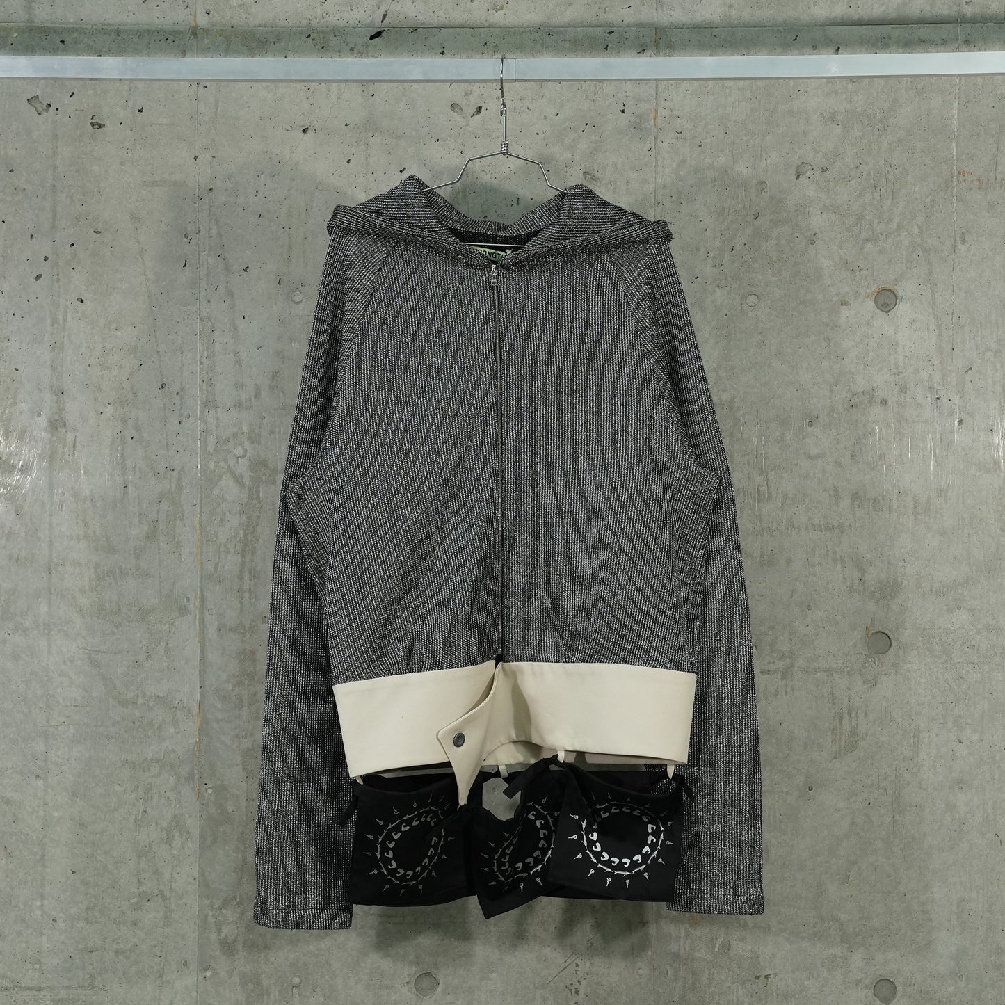 BELT HOODIE / SILVER/CREAM