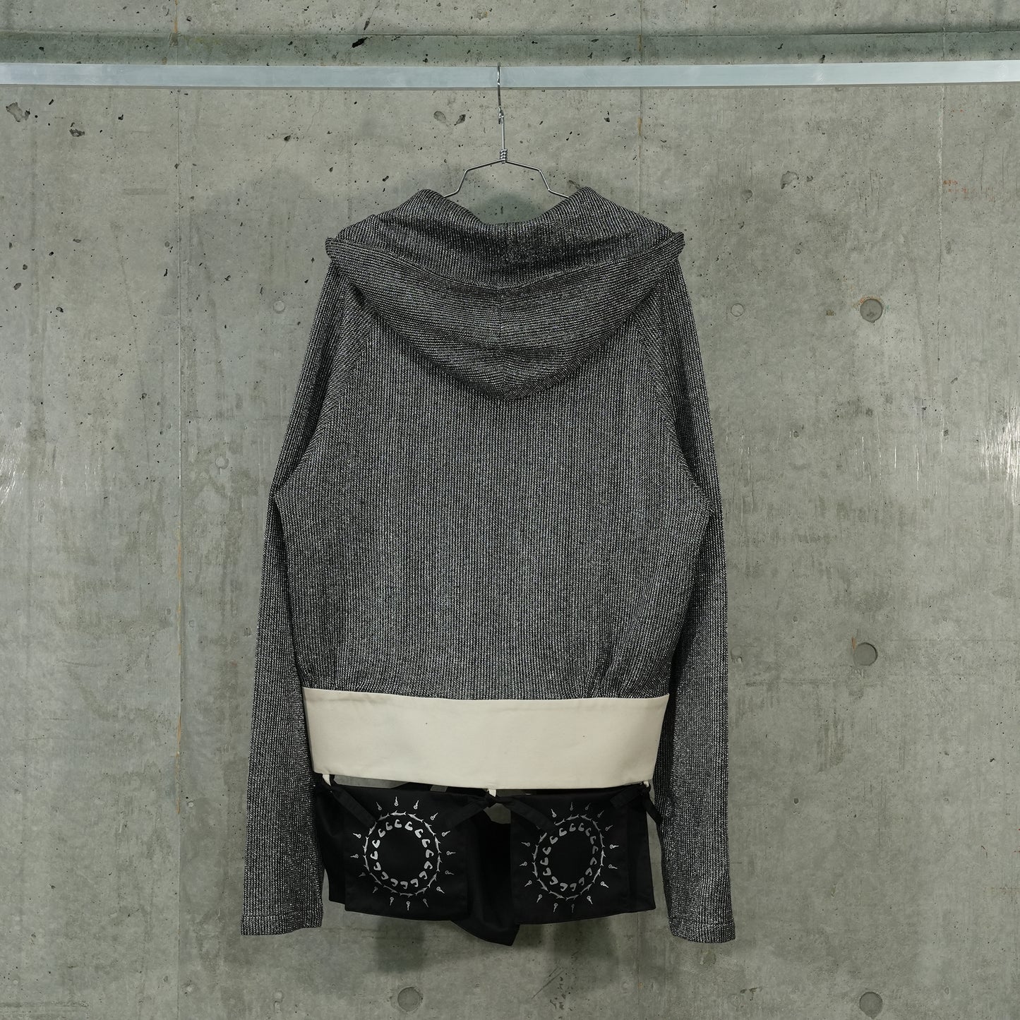 BELT HOODIE / SILVER/CREAM