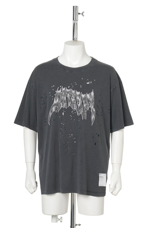 MOTHTECH T-SHIRT / AGED BLACK AIRBRUSH GLITTER LOGO