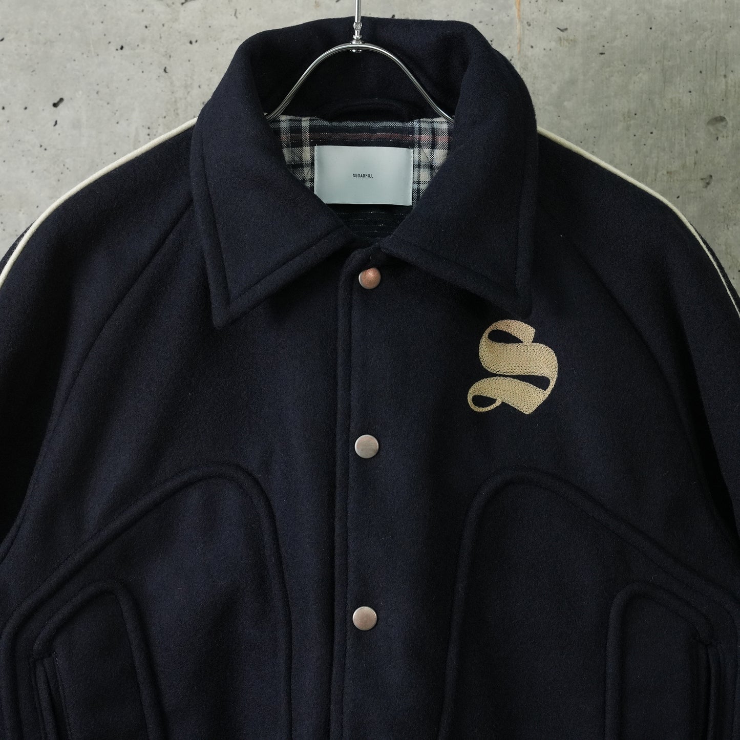 WOOL MELTON STDIUM JACKET / NAVY