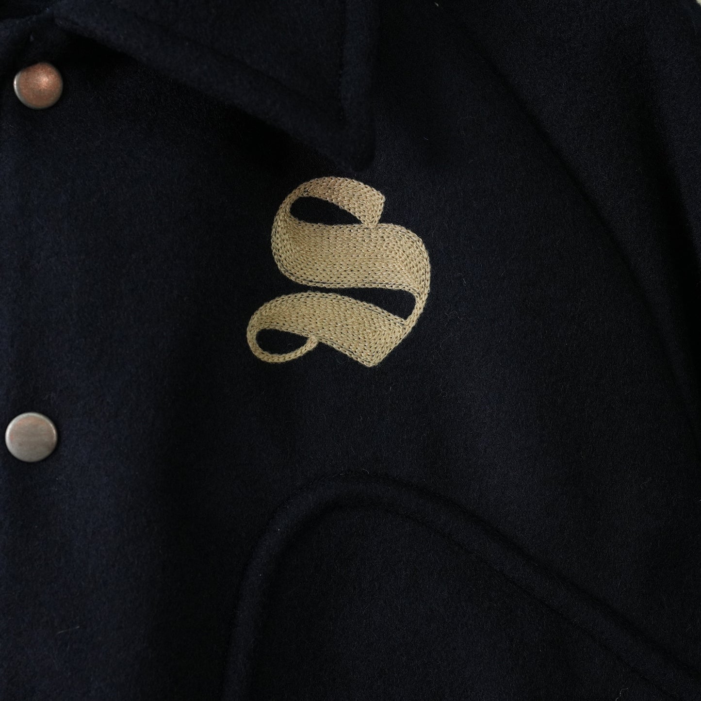 WOOL MELTON STDIUM JACKET / NAVY