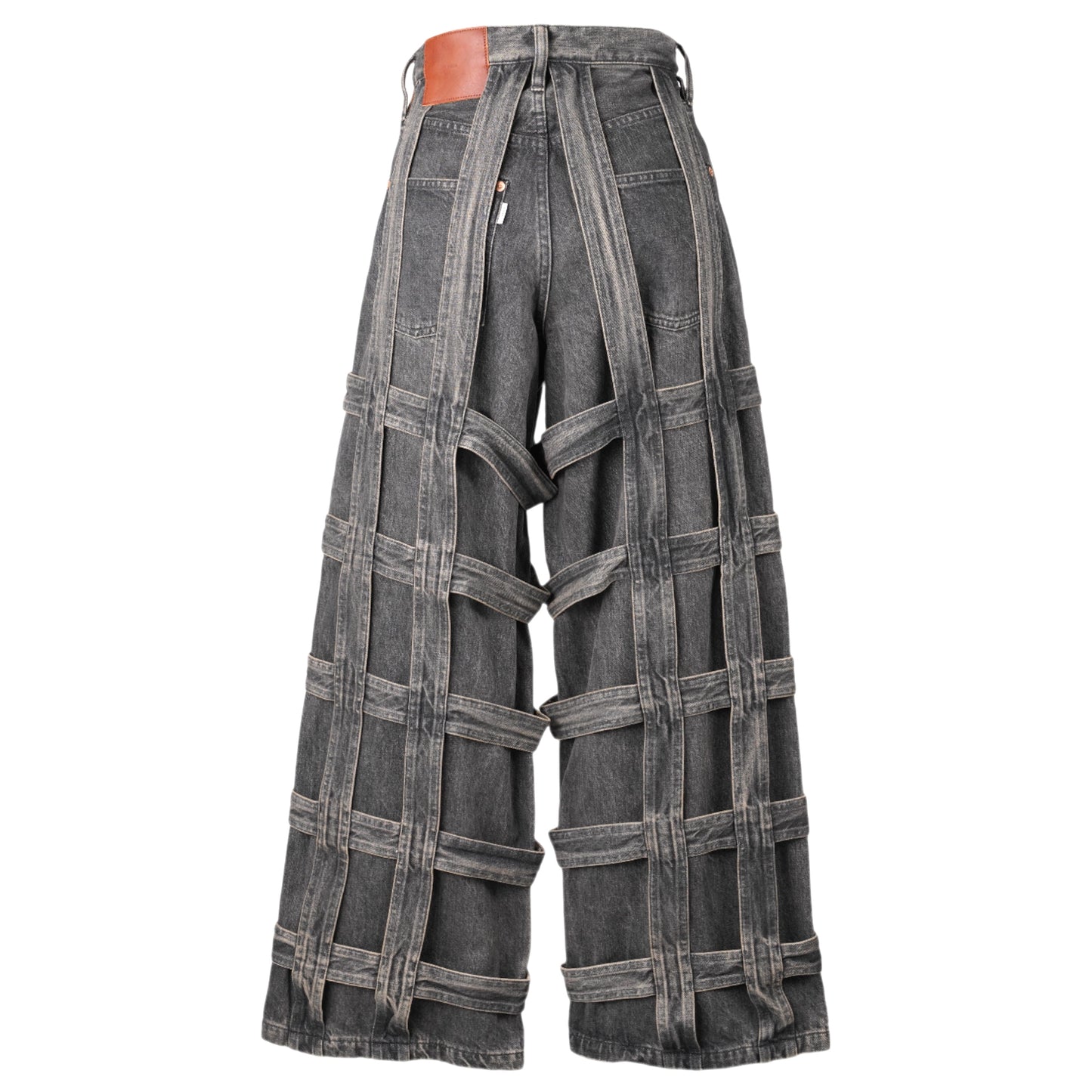 CAGED DENIM PANTS / BLACK