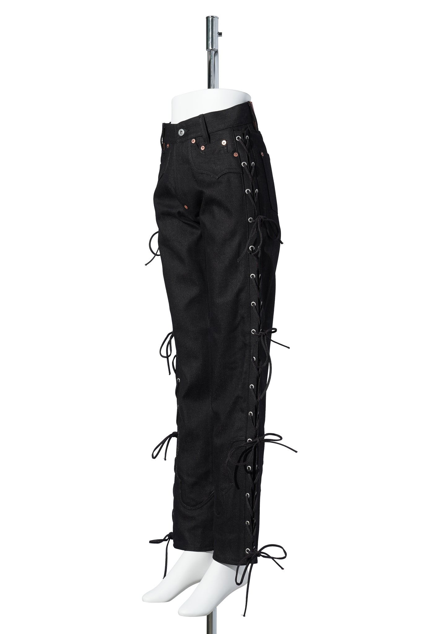 TWISTED HEATHER DENIM PANTS / RED x BLACK