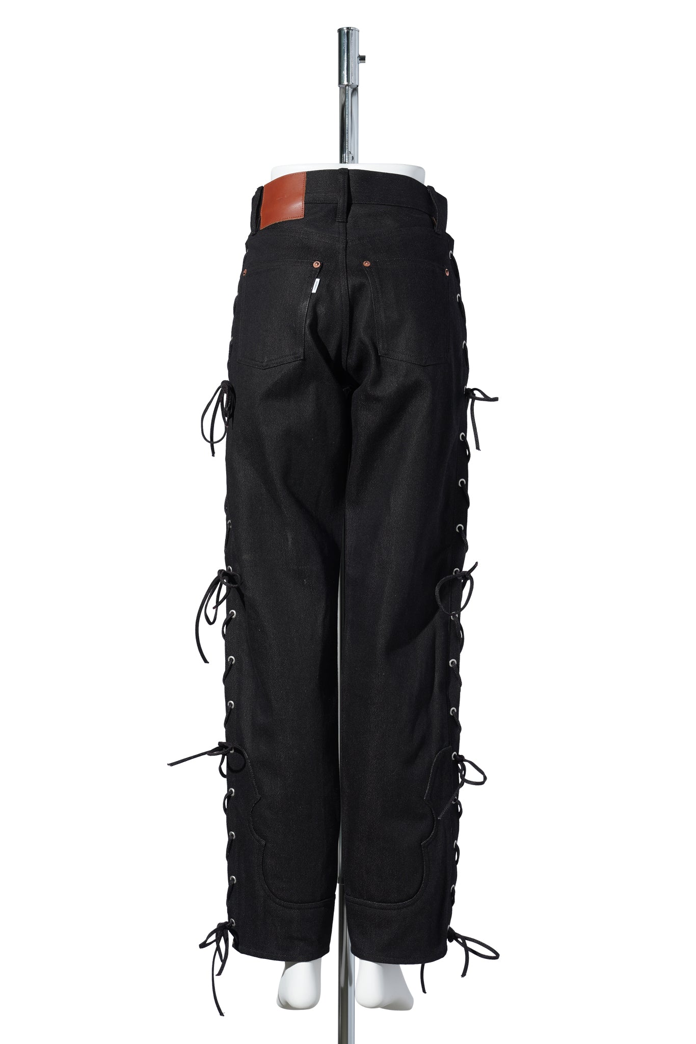 TWISTED HEATHER DENIM PANTS / RED x BLACK