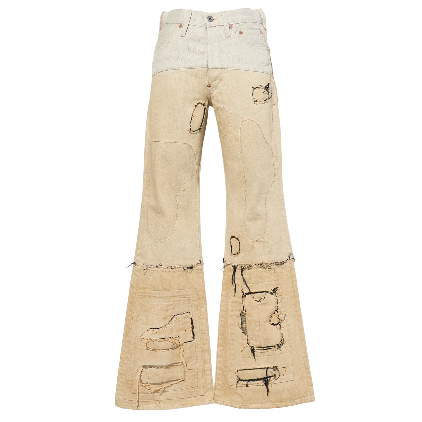 STRATUM DENIM PANTS FLARED CUT / GRAY WHITE