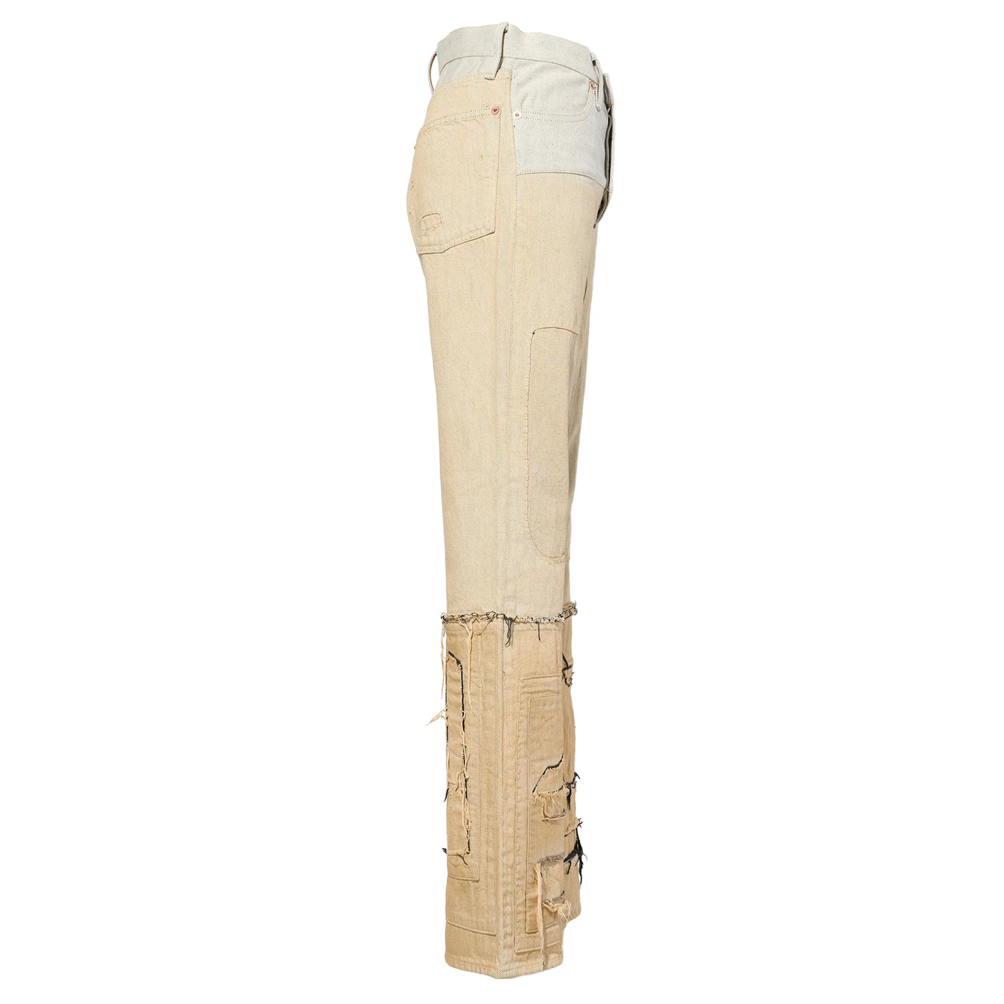 STRATUM DENIM PANTS FLARED CUT / GRAY WHITE