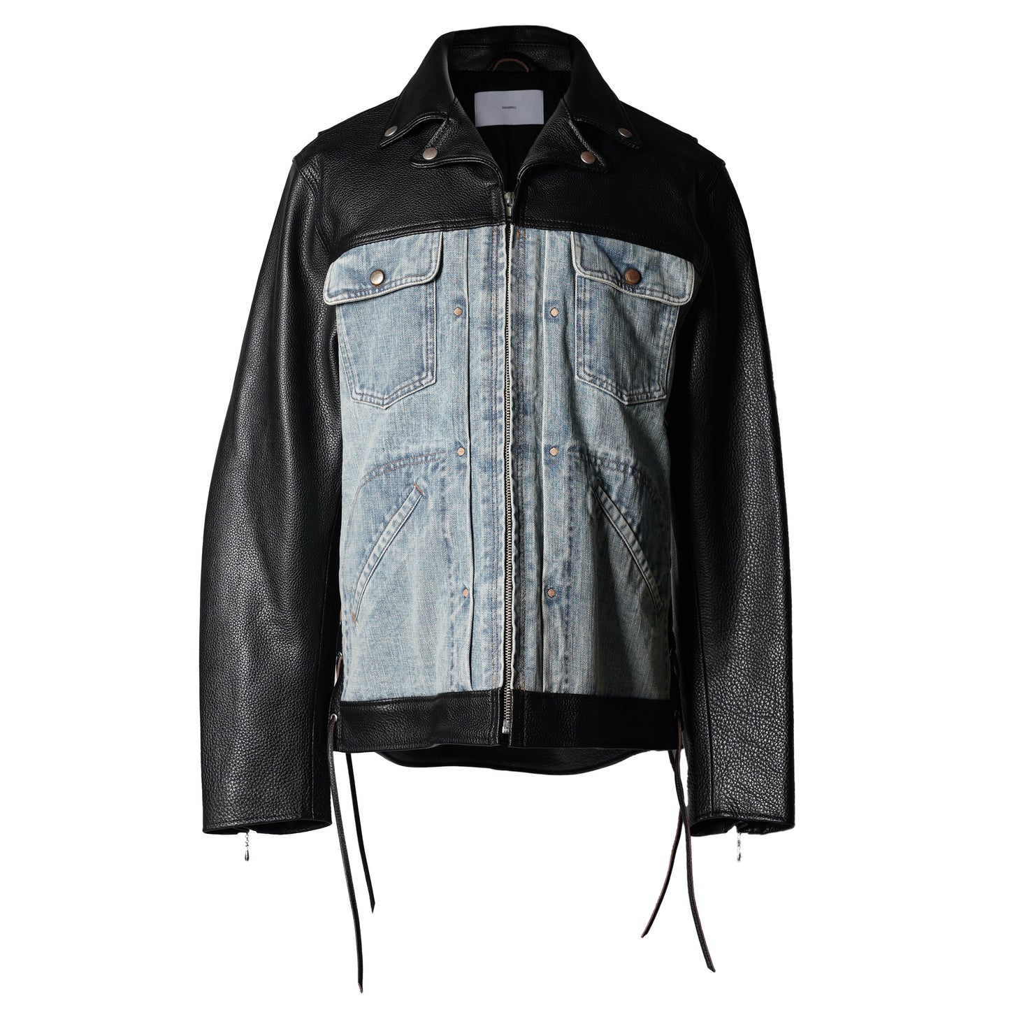 STRATUM LEATHER JACKET / BLACK/INDIGO