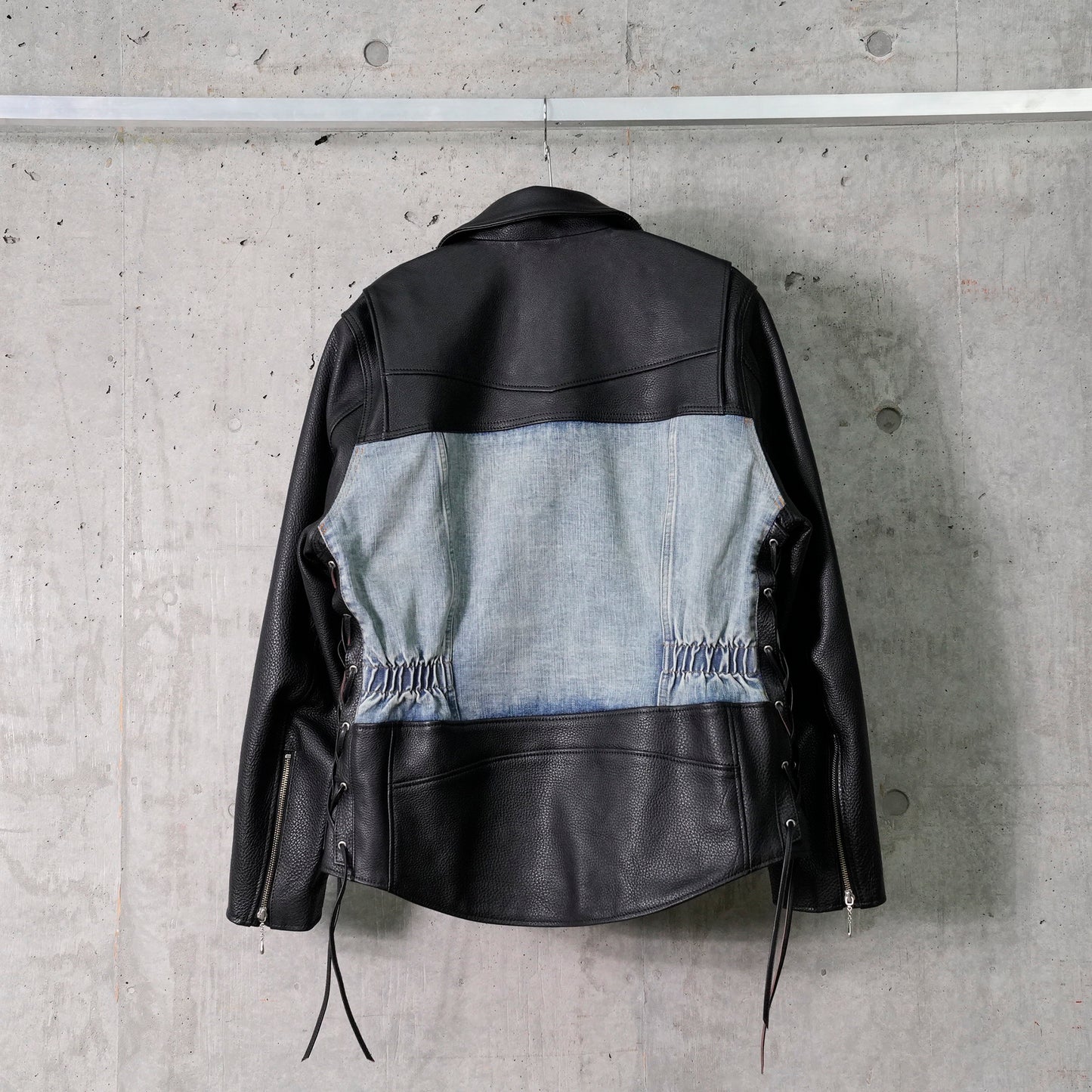 STRATUM LEATHER JACKET / BLACK/INDIGO