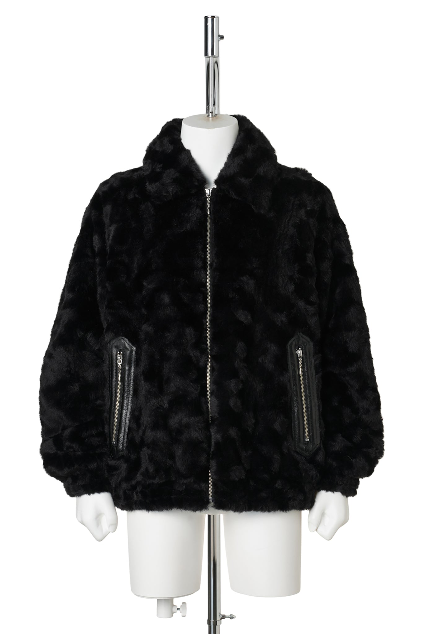 FUR DOUBLE ZIP JACKET / BLACK