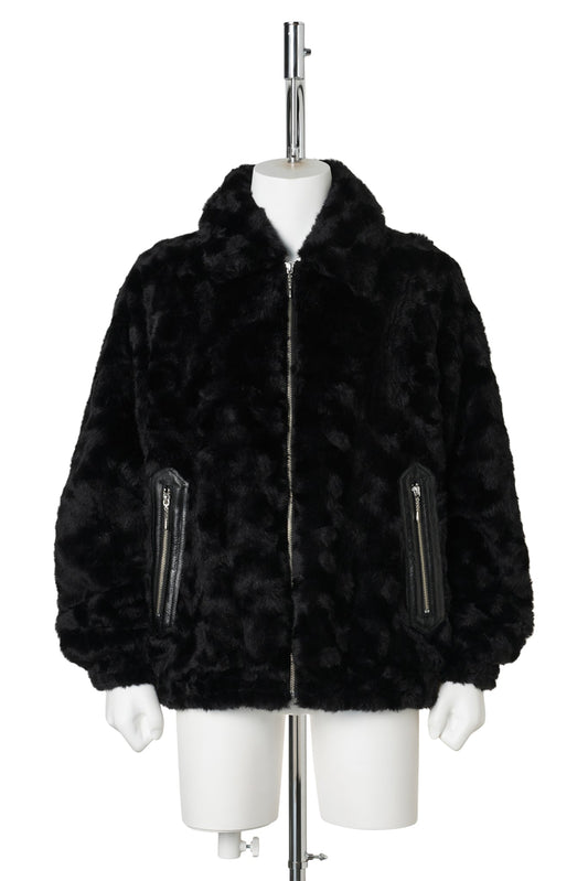 FUR DOUBLE ZIP JACKET / BLACK