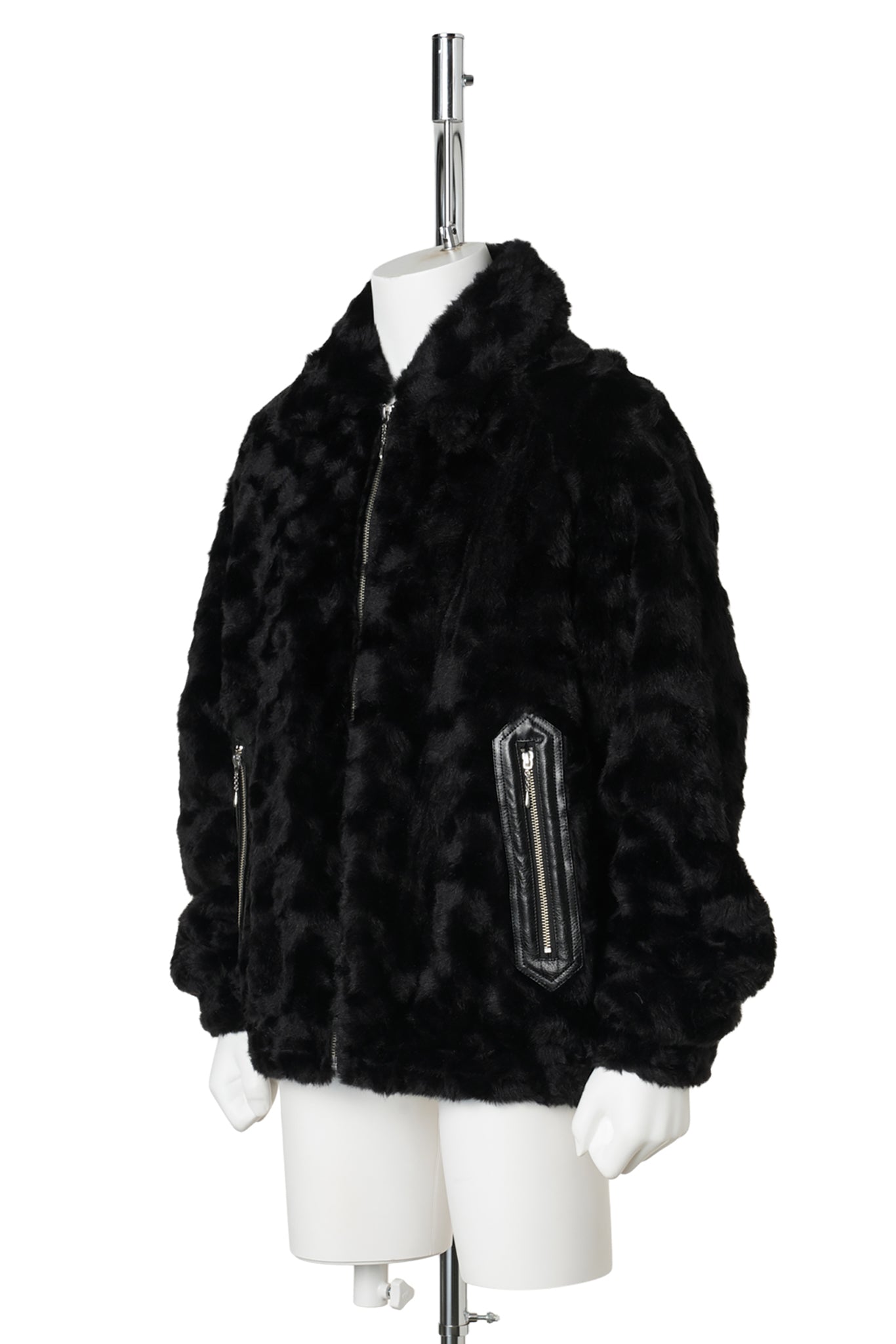 FUR DOUBLE ZIP JACKET / BLACK