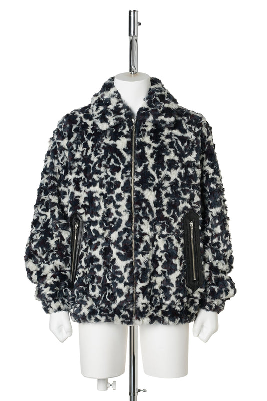 JACQUARD FUR ZIP JACKET / WJITE JACQUARD