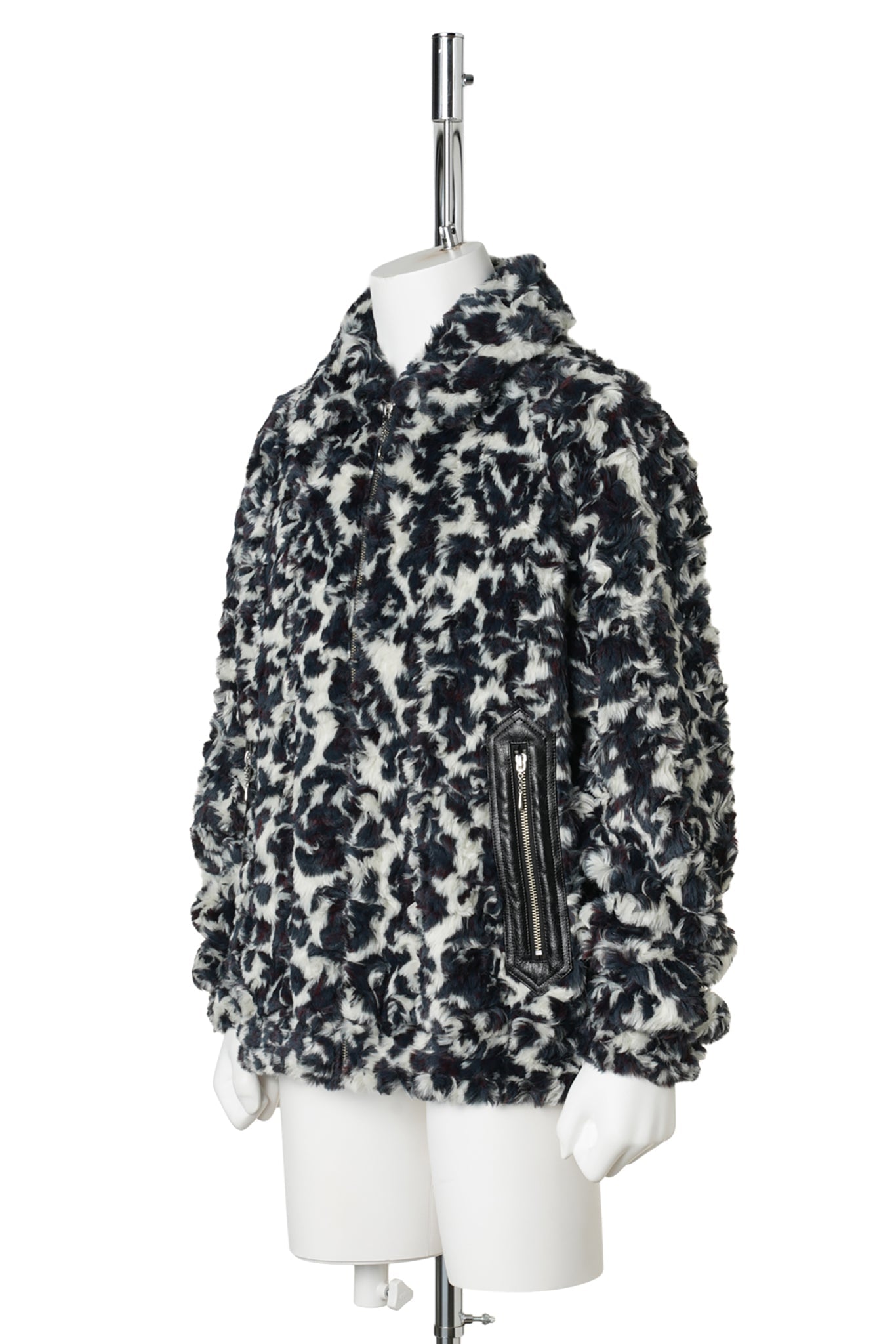 JACQUARD FUR ZIP JACKET / WJITE JACQUARD