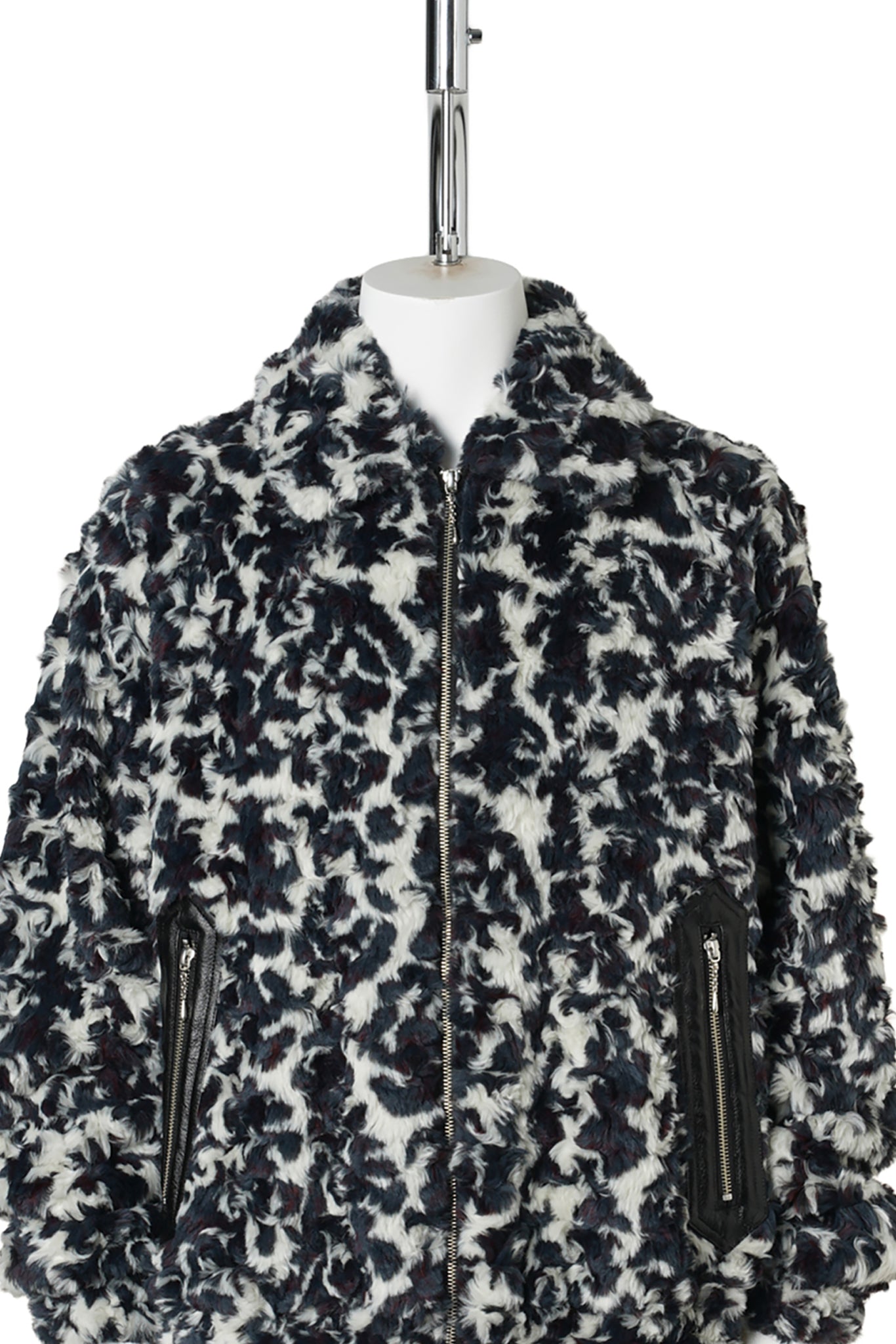 JACQUARD FUR ZIP JACKET / WJITE JACQUARD