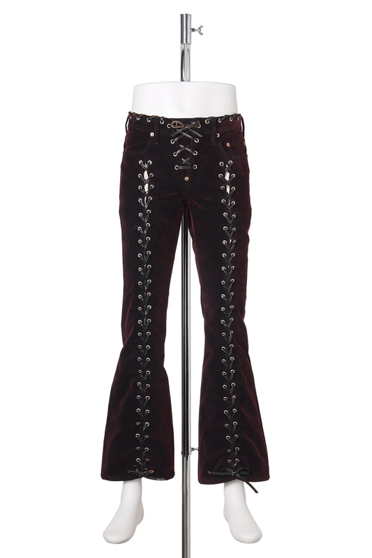 FLOCKING CORD DENIM PANTS / WINE