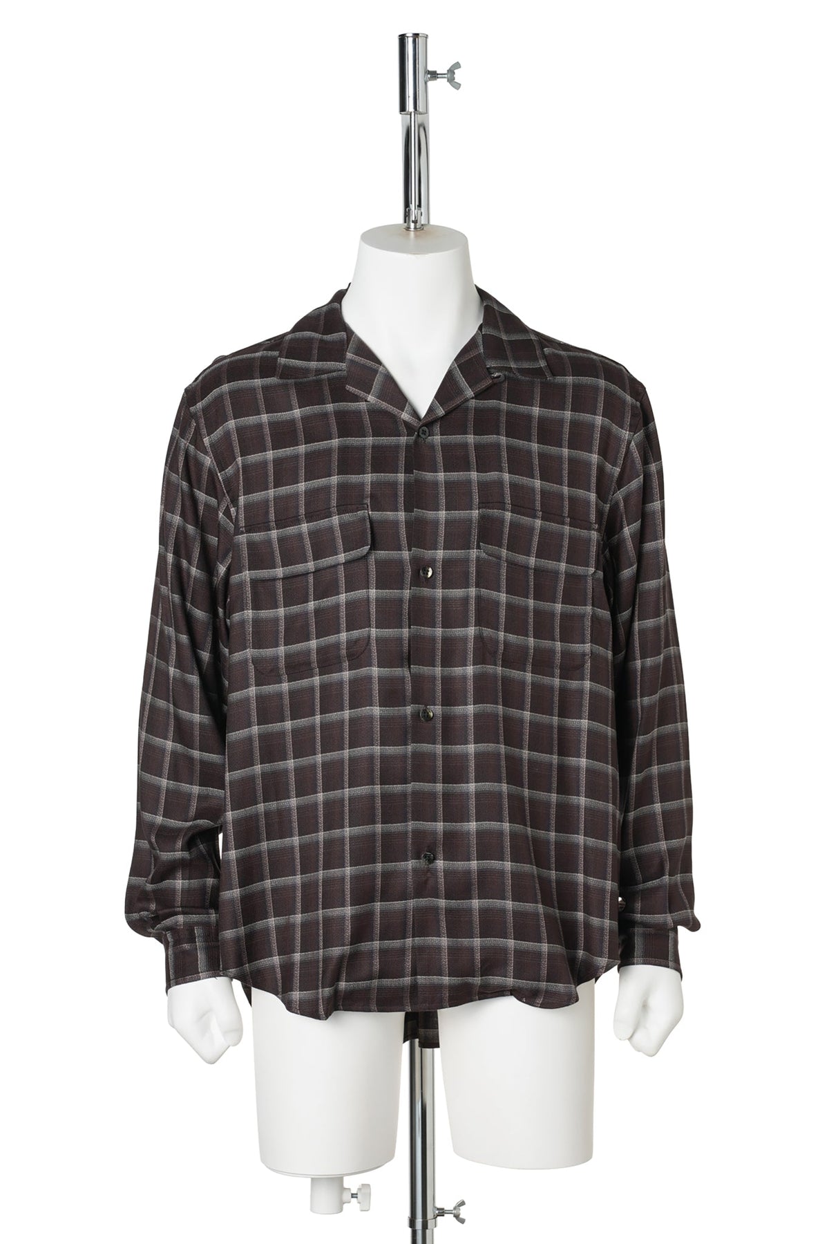 OMBRE OPEN COLLER SHIRT / DARK BROWN