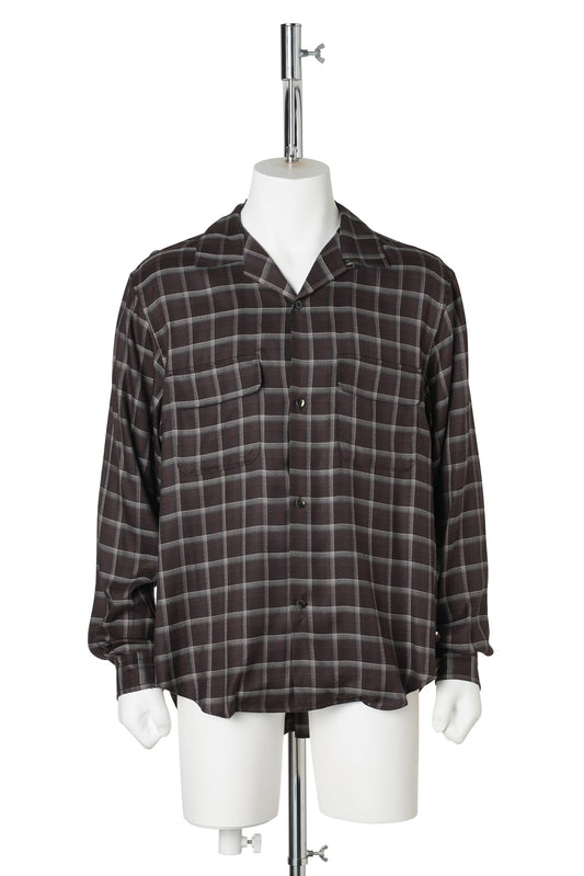 OMBRE OPEN COLLER SHIRT / DARK BROWN