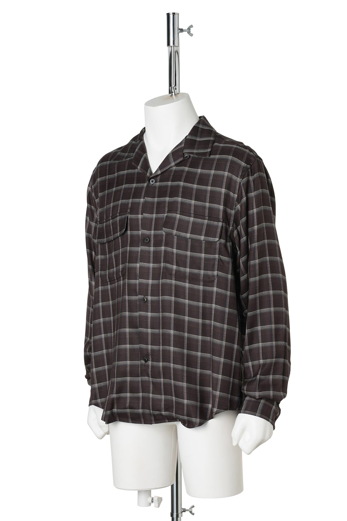 OMBRE OPEN COLLER SHIRT / DARK BROWN