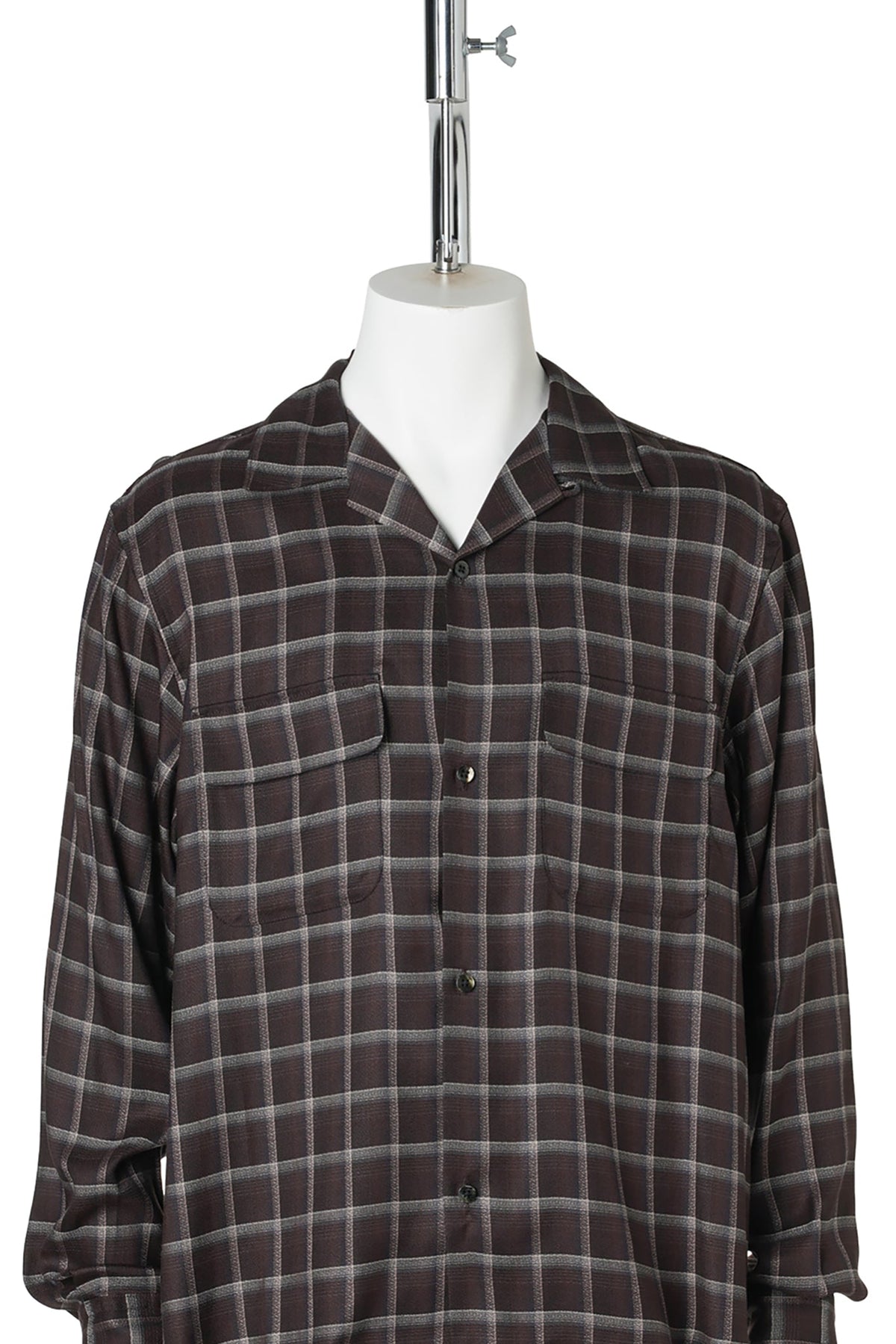 OMBRE OPEN COLLER SHIRT / DARK BROWN