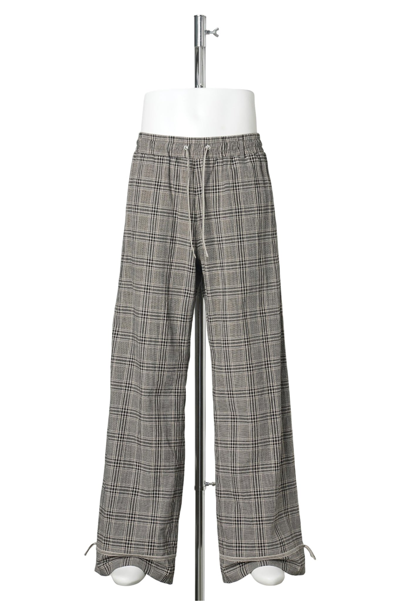 RIBBON LINEN PANTS / GRAY PLAID