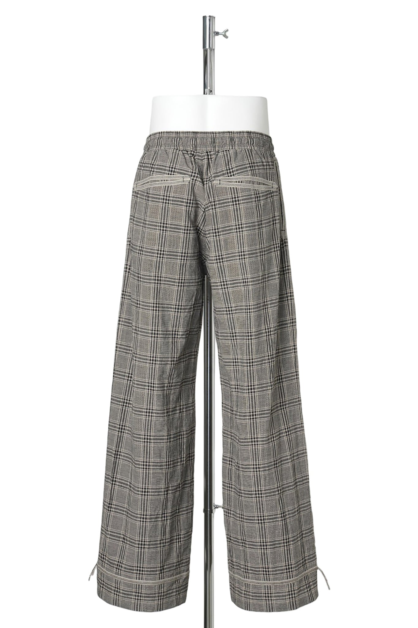 RIBBON LINEN PANTS / GRAY PLAID