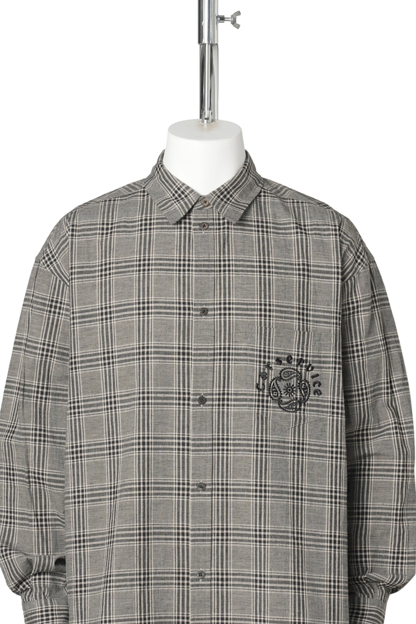"CS" LINEN BIG SHIRT / GRAY PLAID