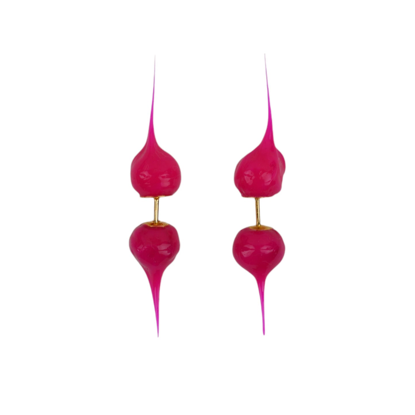 SPIKE RUBBERIZED MINI EARRINGS / 7554:FUXIA