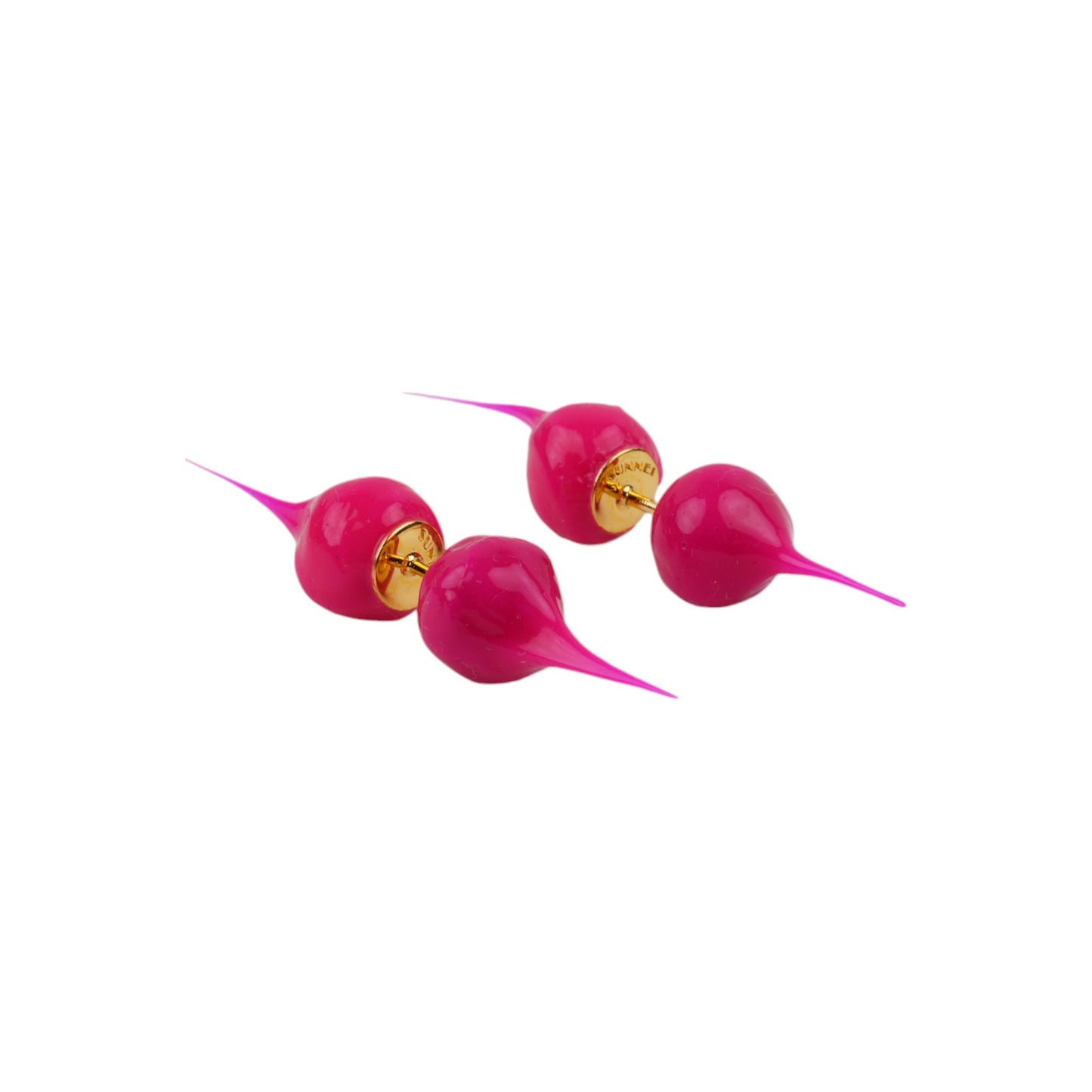 SPIKE RUBBERIZED MINI EARRINGS / 7554:FUXIA