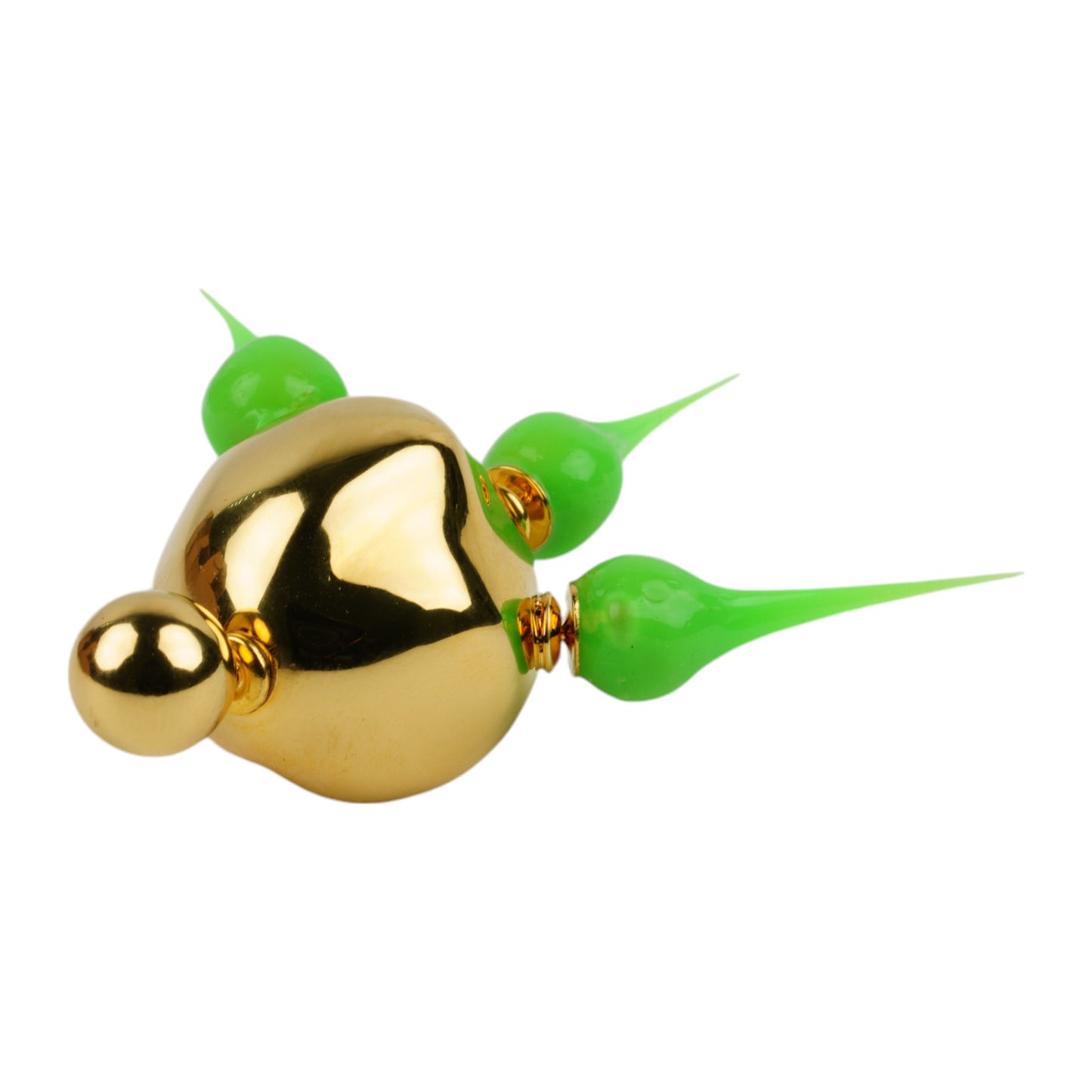 SPIKE RUBBERIZED ROUND EARRING / 8148:GOLD/FLUO GREEN