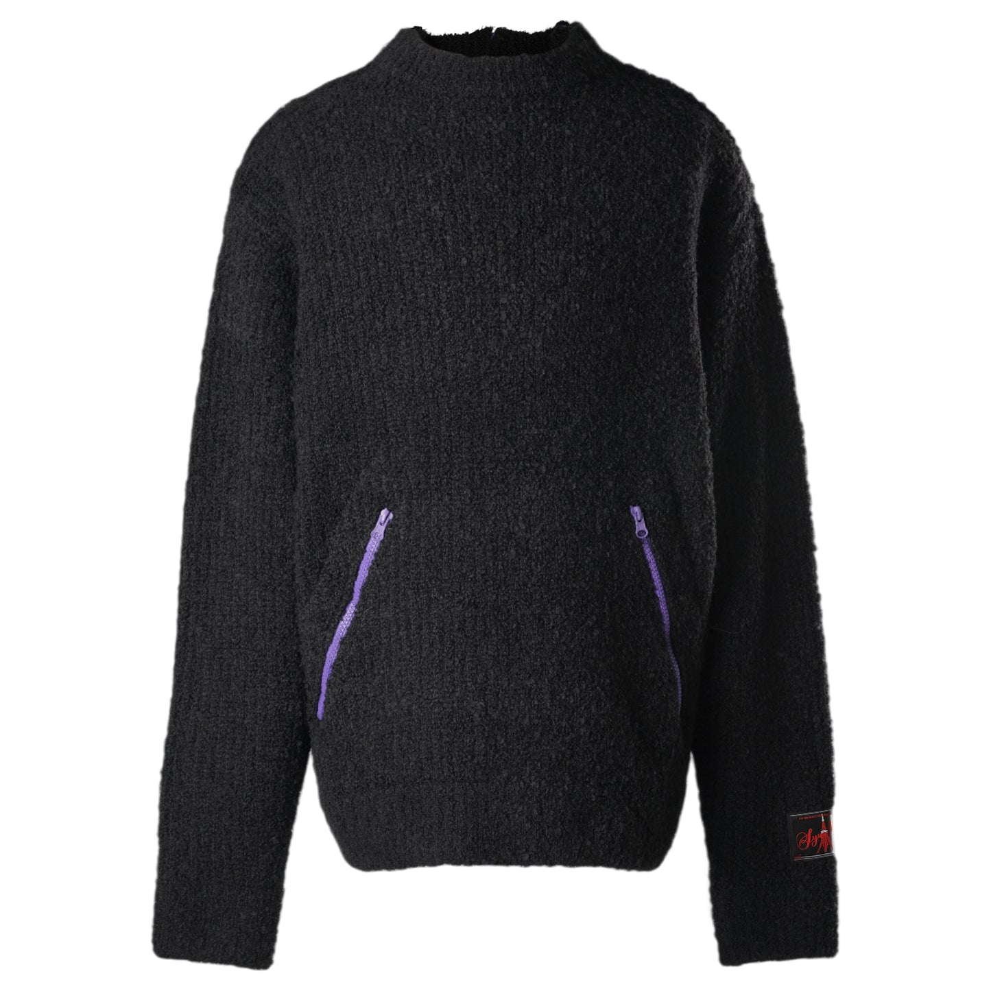 FLEECE KNIT PULL OVER / BLACK