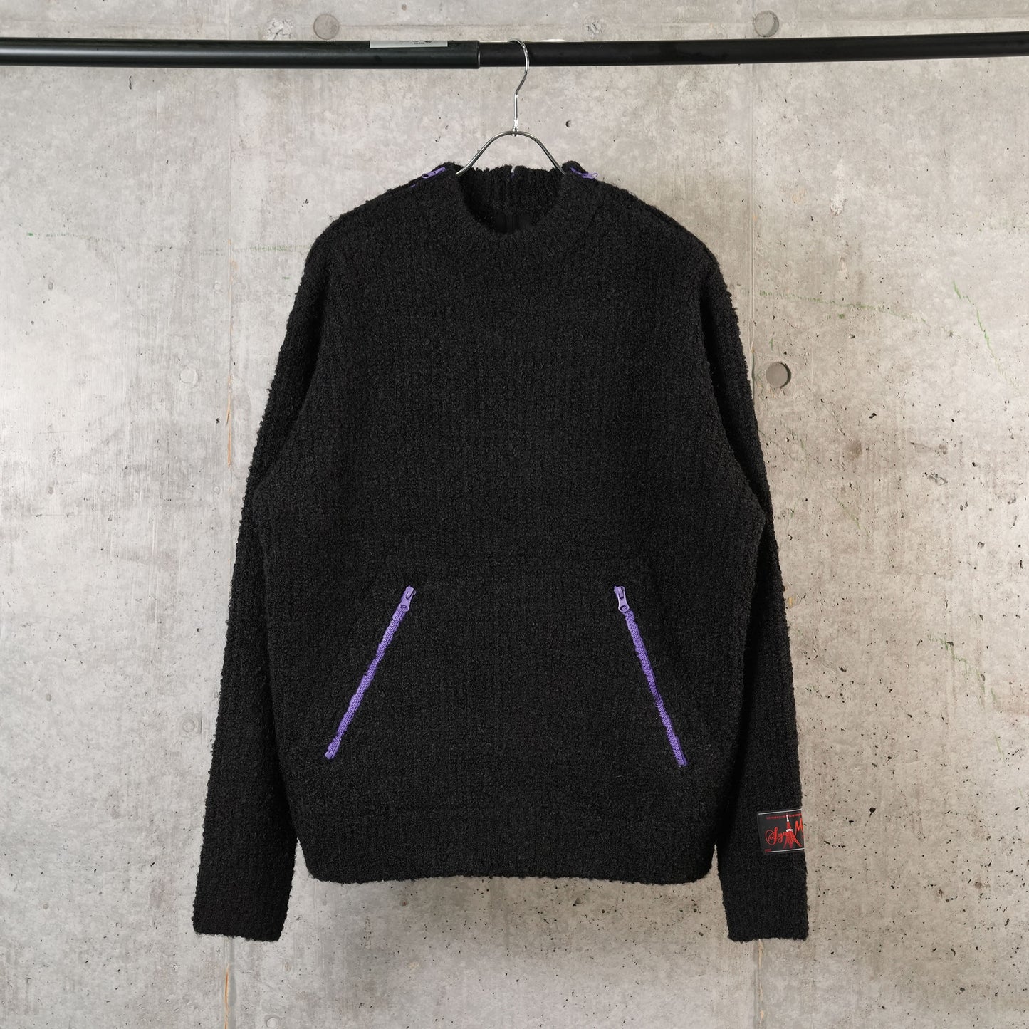 FLEECE KNIT PULL OVER / BLACK