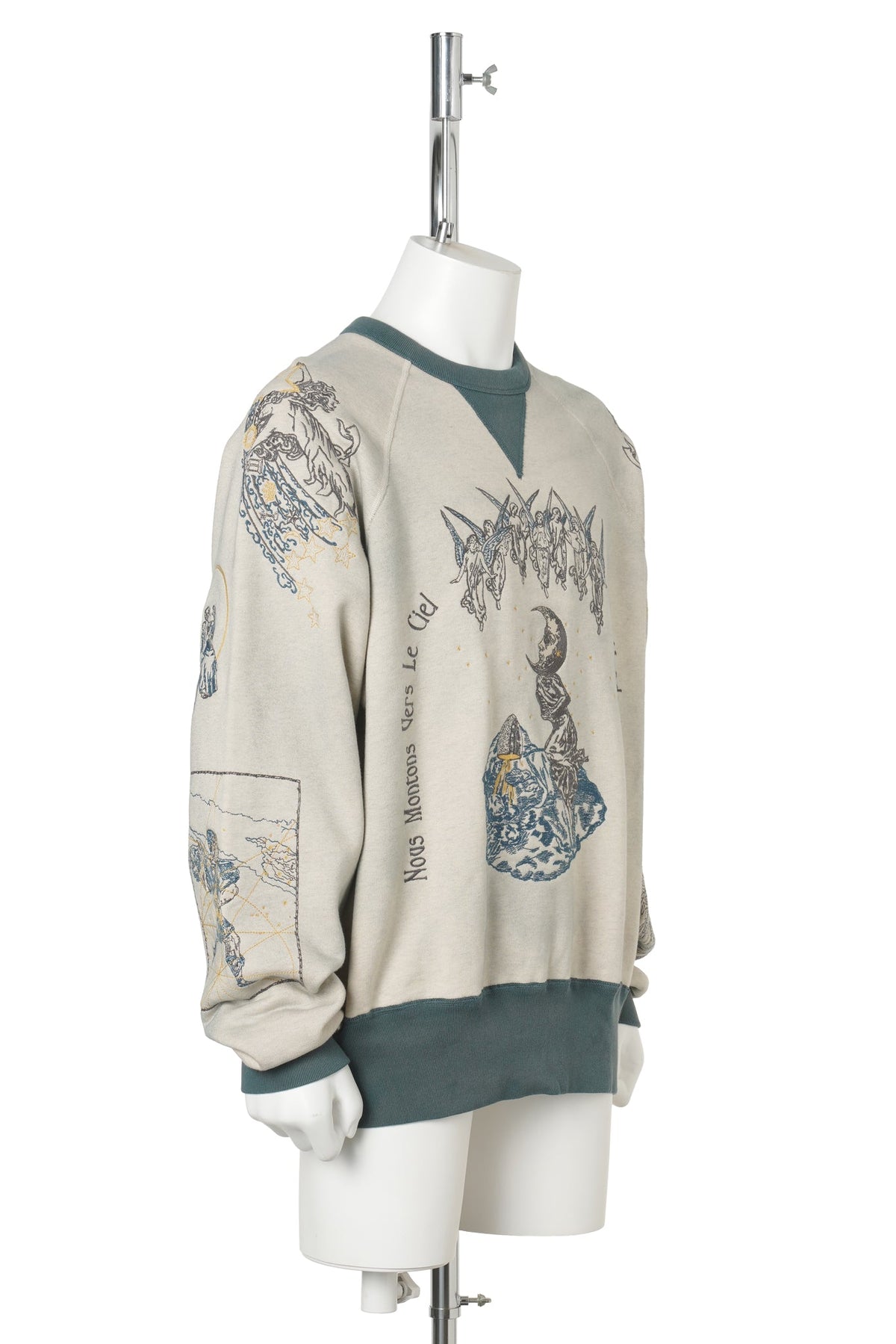 LA LUNA CREWNECK / DARK TEAL/OATMEAL GREY