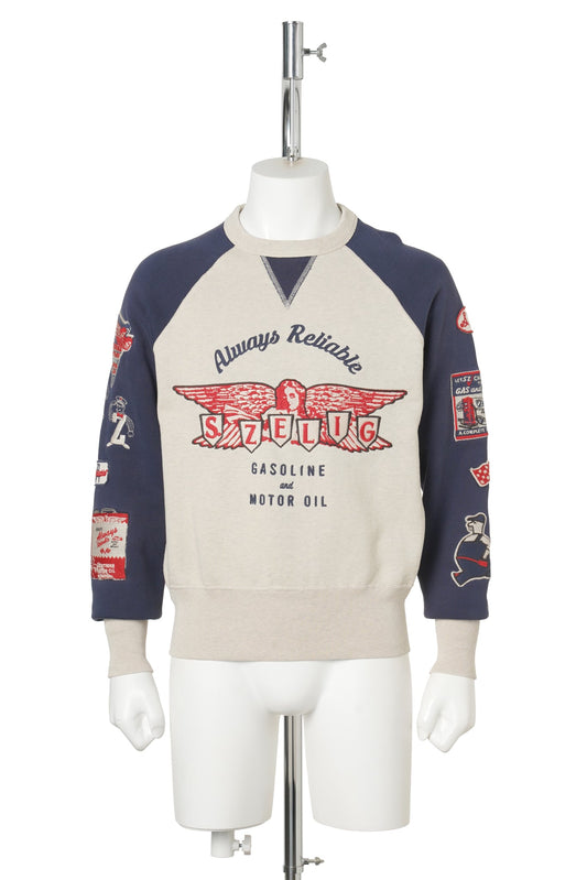 SERVICE CREWNECK / OATMEAL GREY VINTAGE NAVY