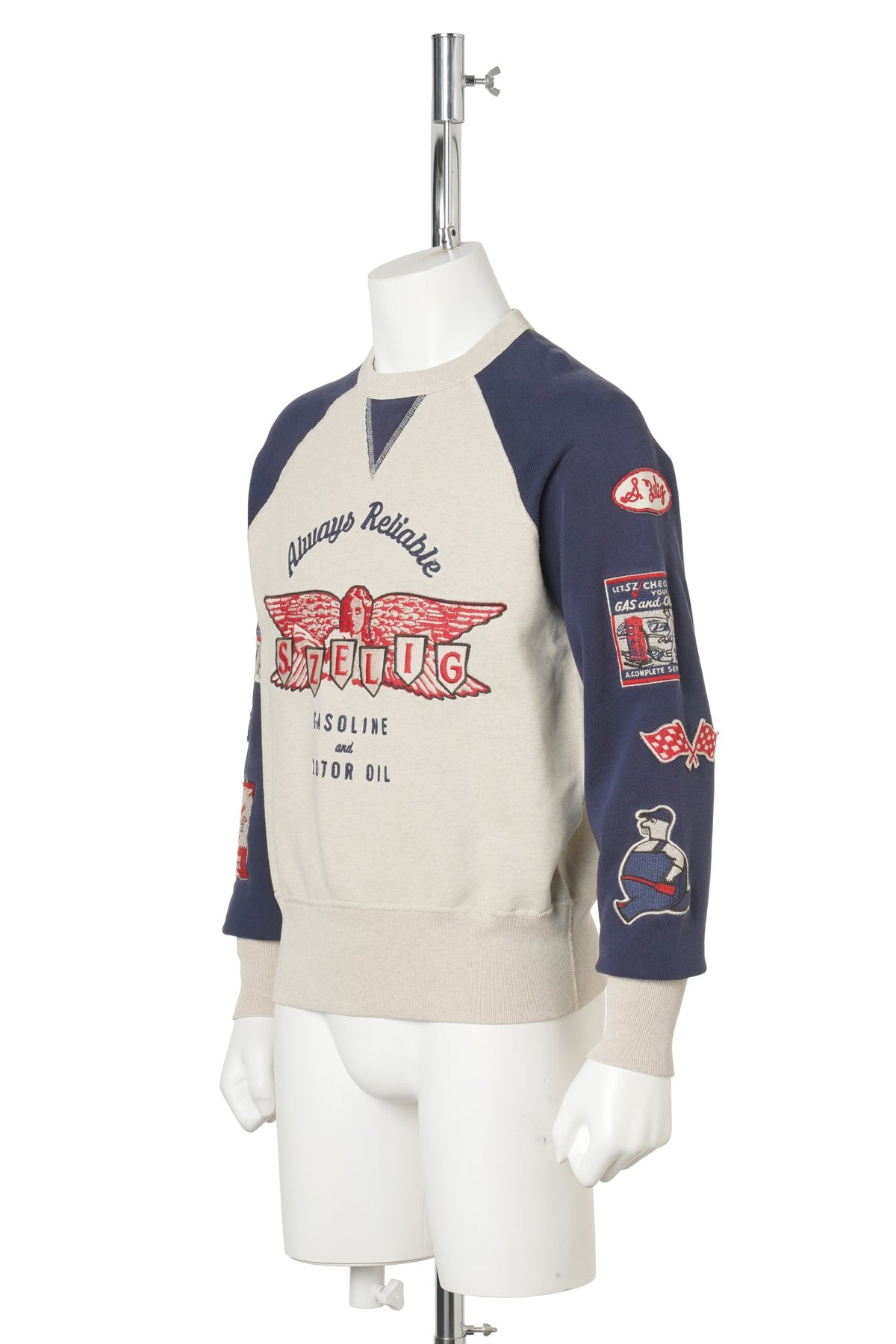 SERVICE CREWNECK / OATMEAL GREY VINTAGE NAVY