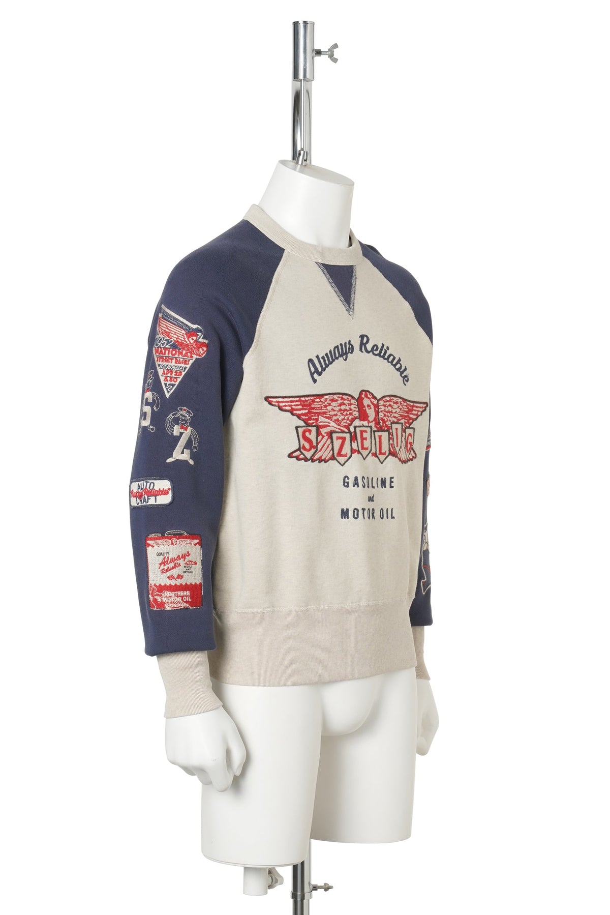 SERVICE CREWNECK / OATMEAL GREY VINTAGE NAVY