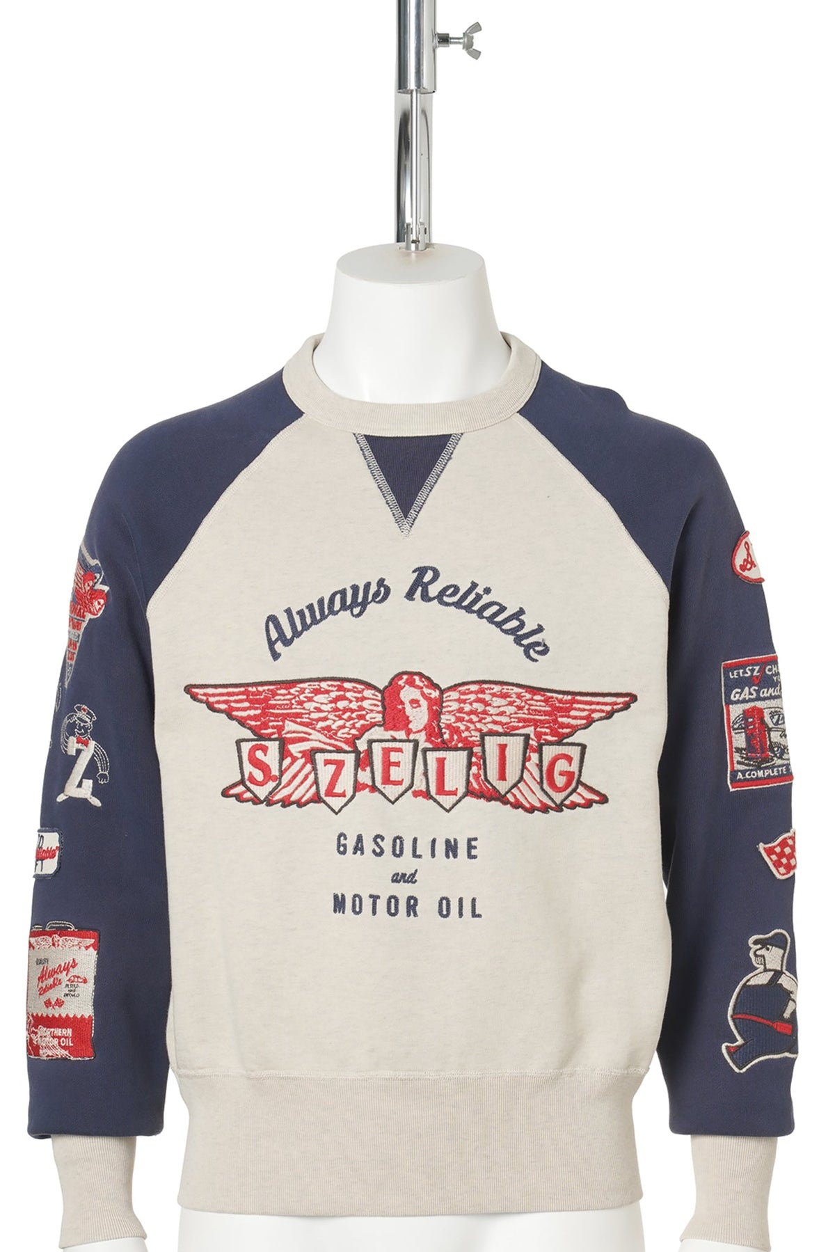 SERVICE CREWNECK / OATMEAL GREY VINTAGE NAVY