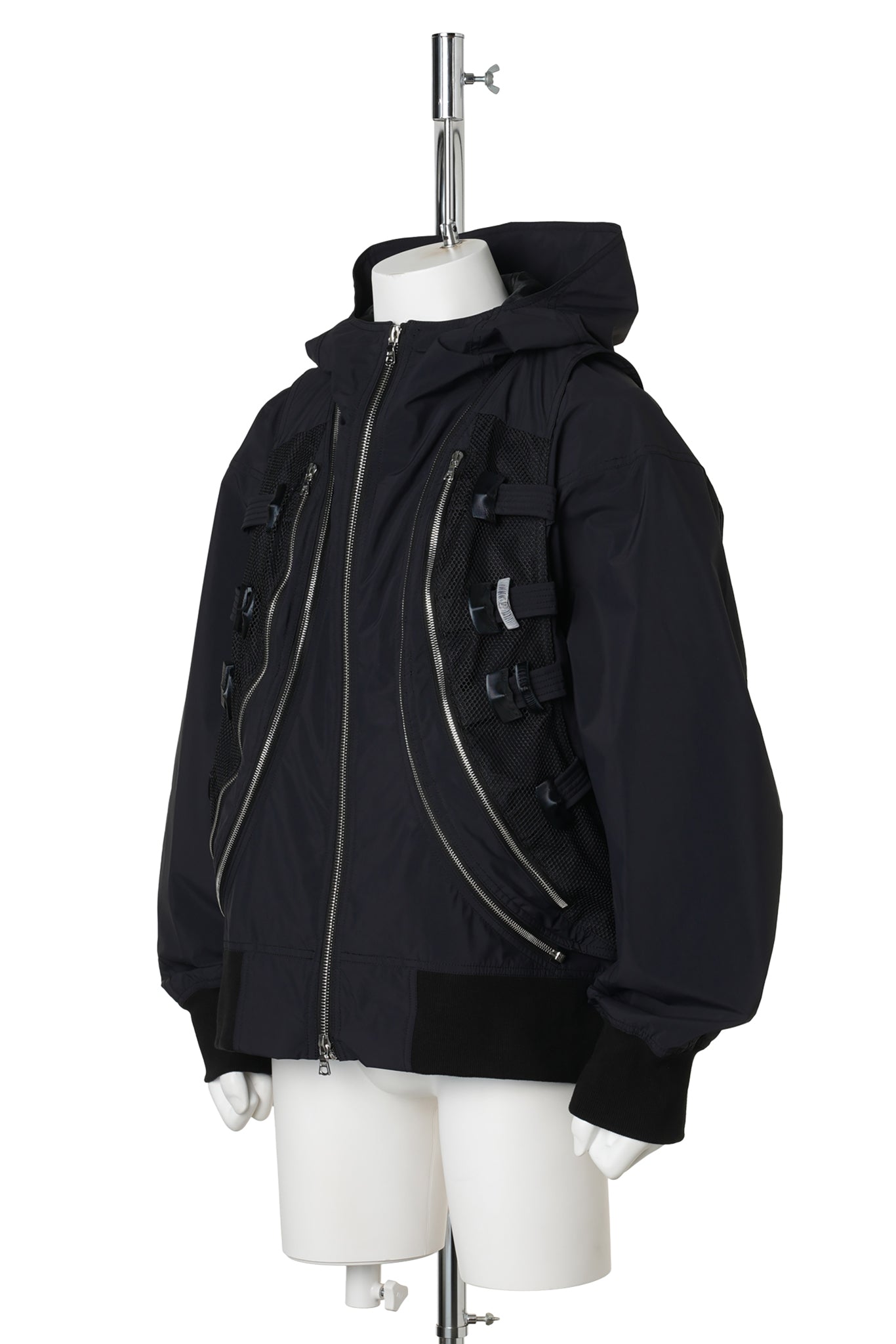 3D PRINTED DETACHABLE VEST JACKET / JET BLACK 3D PRINTED BLACK MESH+BLACK RENYLON
