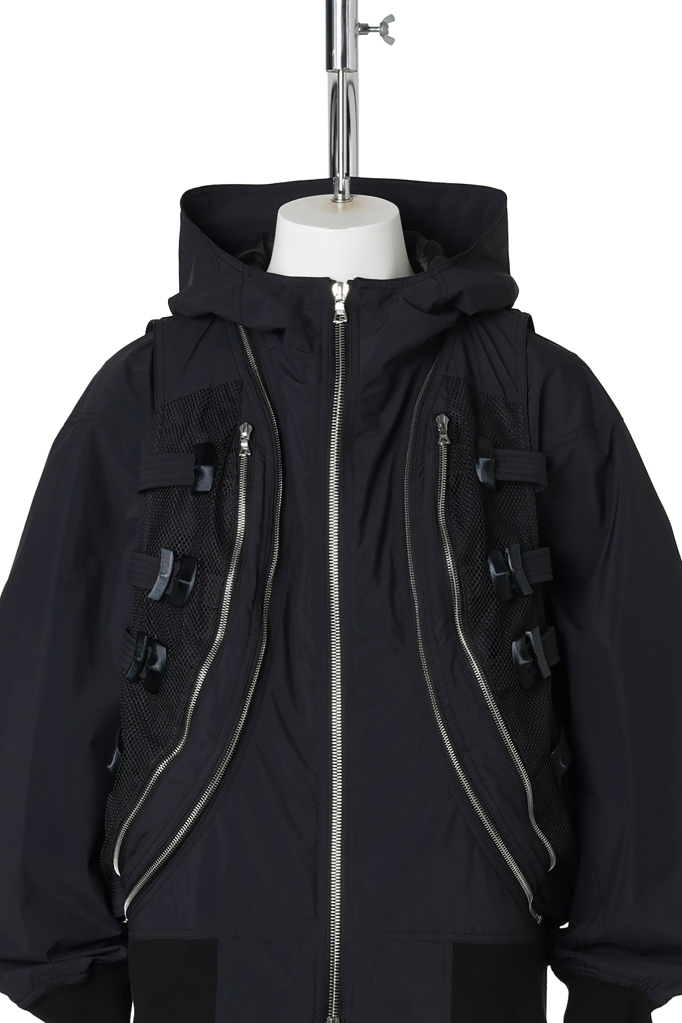 3D PRINTED DETACHABLE VEST JACKET / JET BLACK 3D PRINTED BLACK MESH+BLACK RENYLON