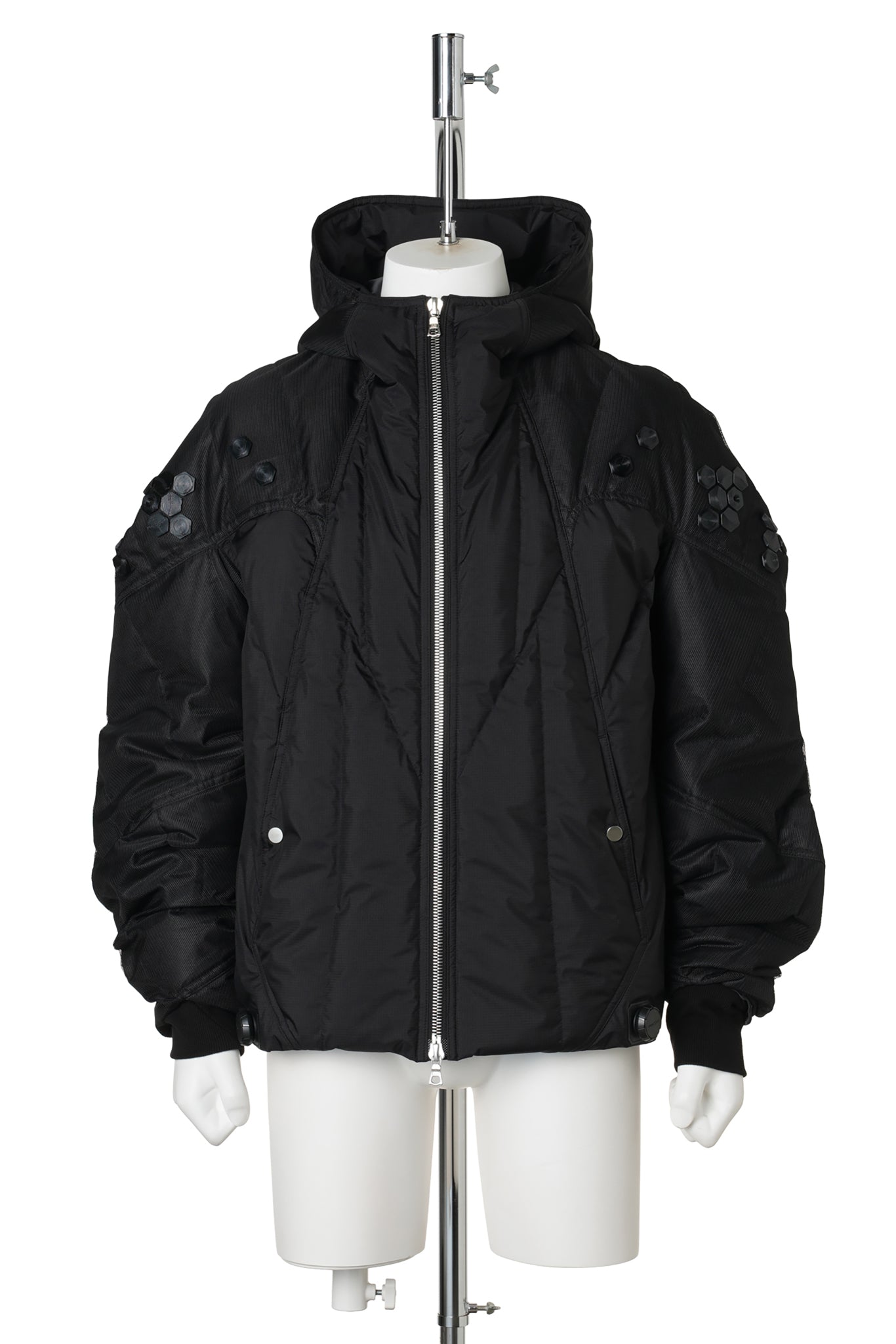 3D PRINTED LIGHT DOWN JACKET / JET BLACK 3D PRINTED BLACK MESH+BLACK RENYLON