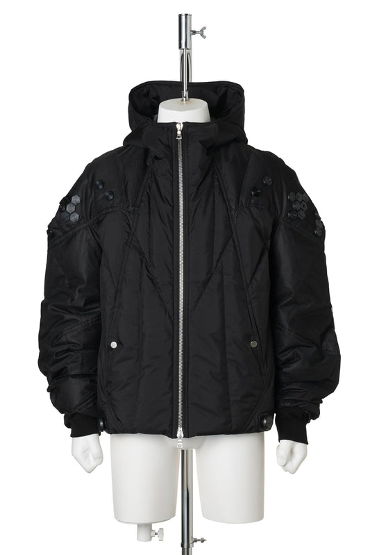3D PRINTED LIGHT DOWN JACKET / JET BLACK 3D PRINTED BLACK MESH+BLACK RENYLON