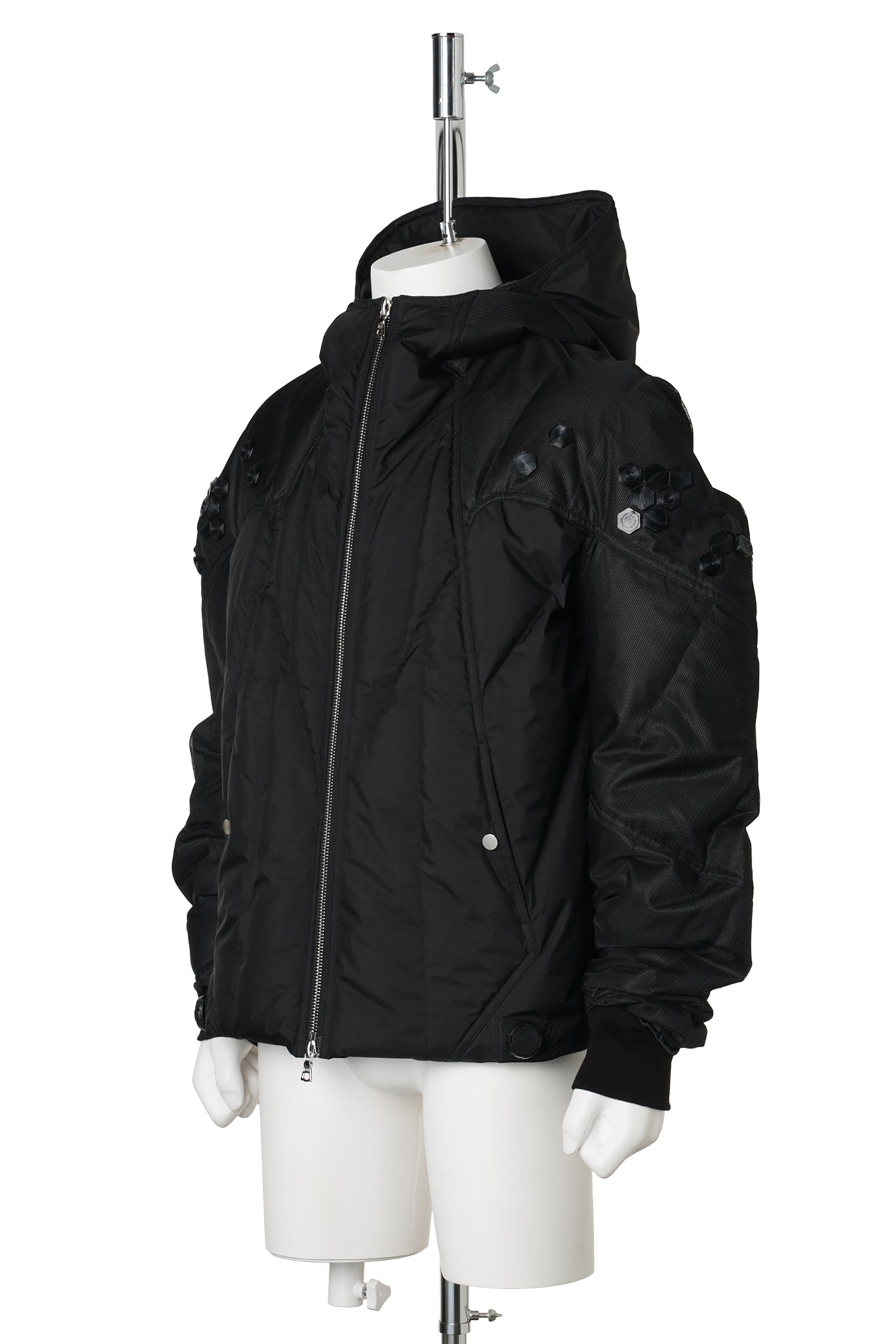 3D PRINTED LIGHT DOWN JACKET / JET BLACK 3D PRINTED BLACK MESH+BLACK RENYLON