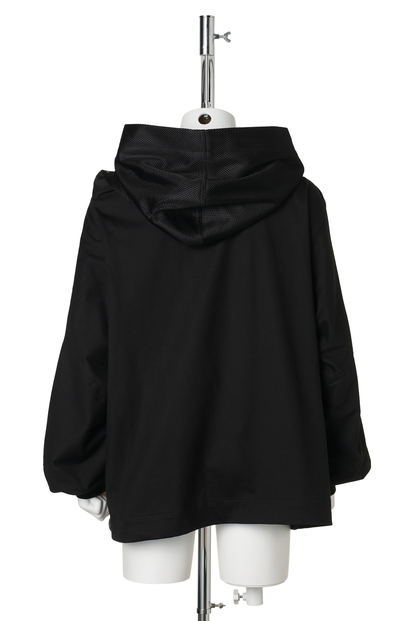 3D PRINTED SPIRAL ZIP UP HOODIE / BALCK&WHITE 3D PRINTED BLACK MESH+BLACK COTTON