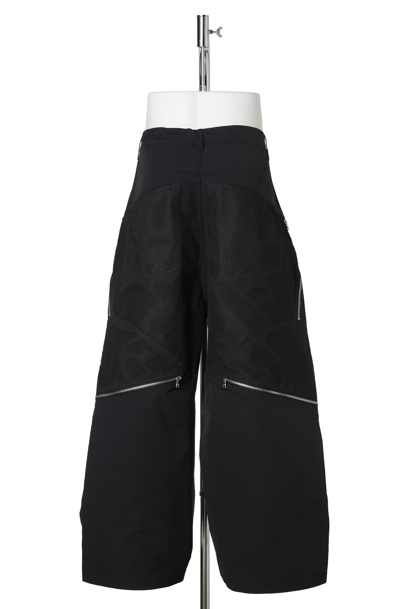 3D PRINTED ZIP-TRANSFORM TROUSERS / CHARCOAL 3D PRINTED BLACK MESH+BLACK RENYLON