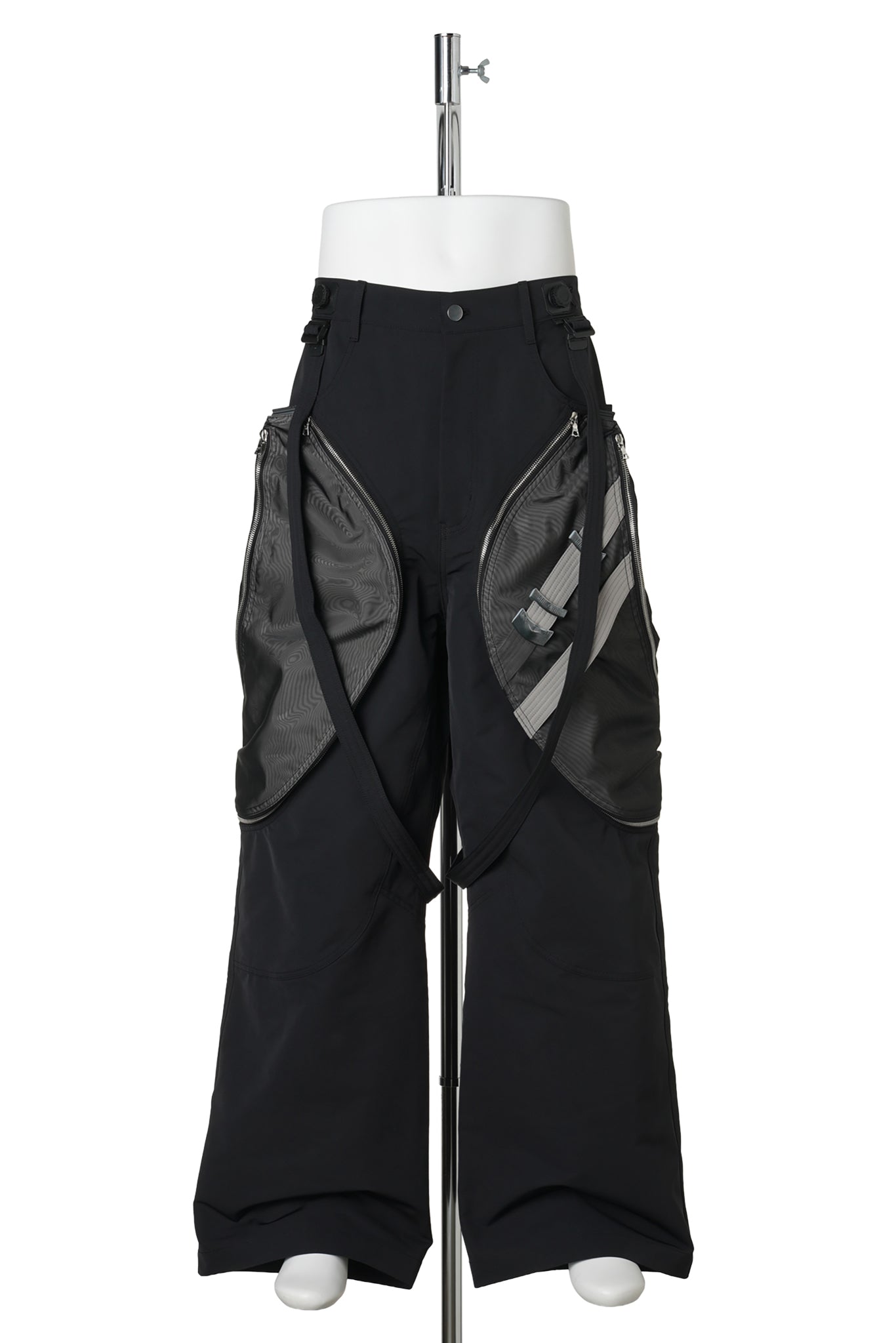 3D PRINTED DETACHABLE BAG TROUSERS / BALCK&WHITE 3D PRINTED BLACK MESH+GRAY RENYLON