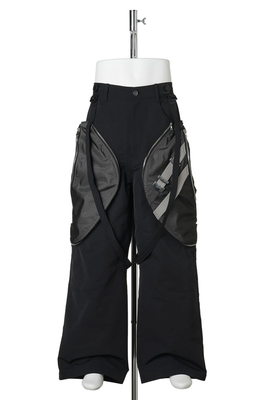 3D PRINTED DETACHABLE BAG TROUSERS / BALCK&WHITE 3D PRINTED BLACK MESH+GRAY RENYLON