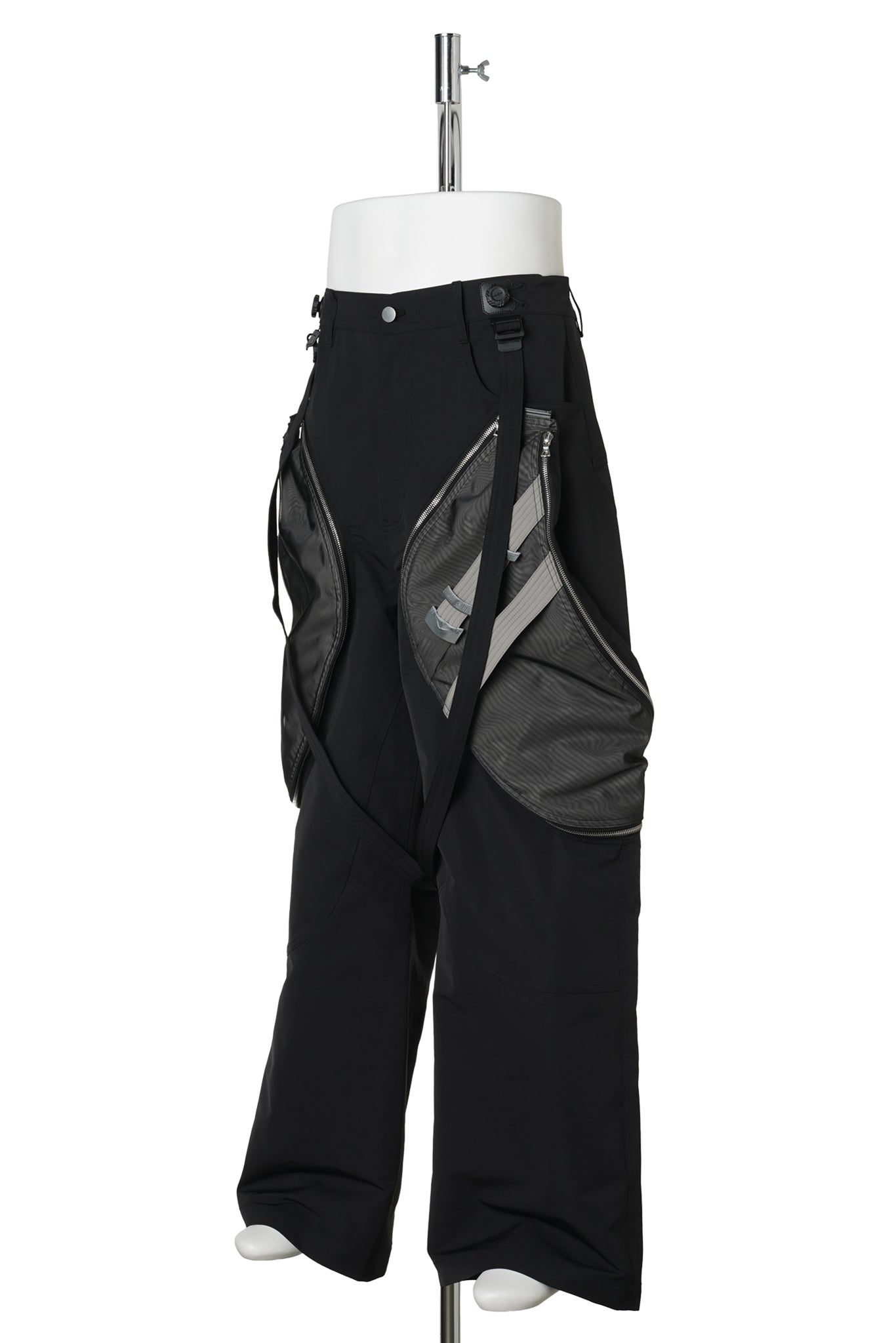 3D PRINTED DETACHABLE BAG TROUSERS / BALCK&WHITE 3D PRINTED BLACK MESH+GRAY RENYLON