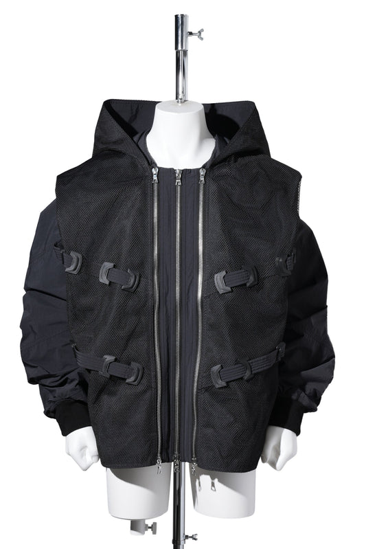 3D PRINTED KAPOK JACKET / BLACK 3D PRINTED