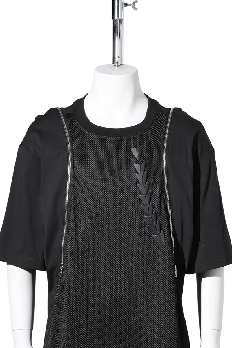 3D PRINTED LONG ZIP T SHIRTS / BLACK 3D PRINTED