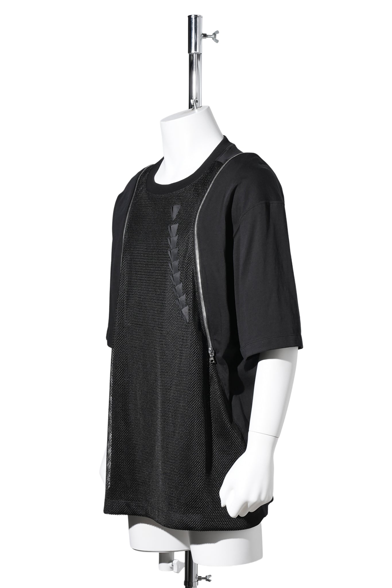 3D PRINTED LONG ZIP T SHIRTS / BLACK 3D PRINTED