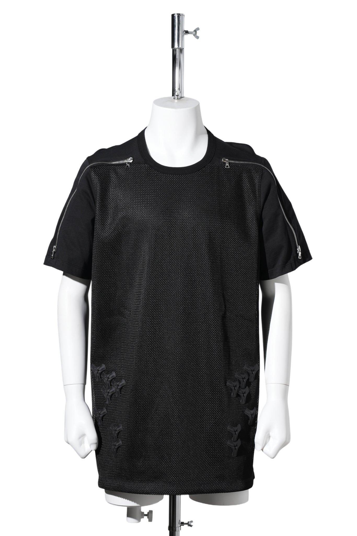 3D PRINTED SHOULDER ZIP T SHIRTS / BLACK 3D PRINTED